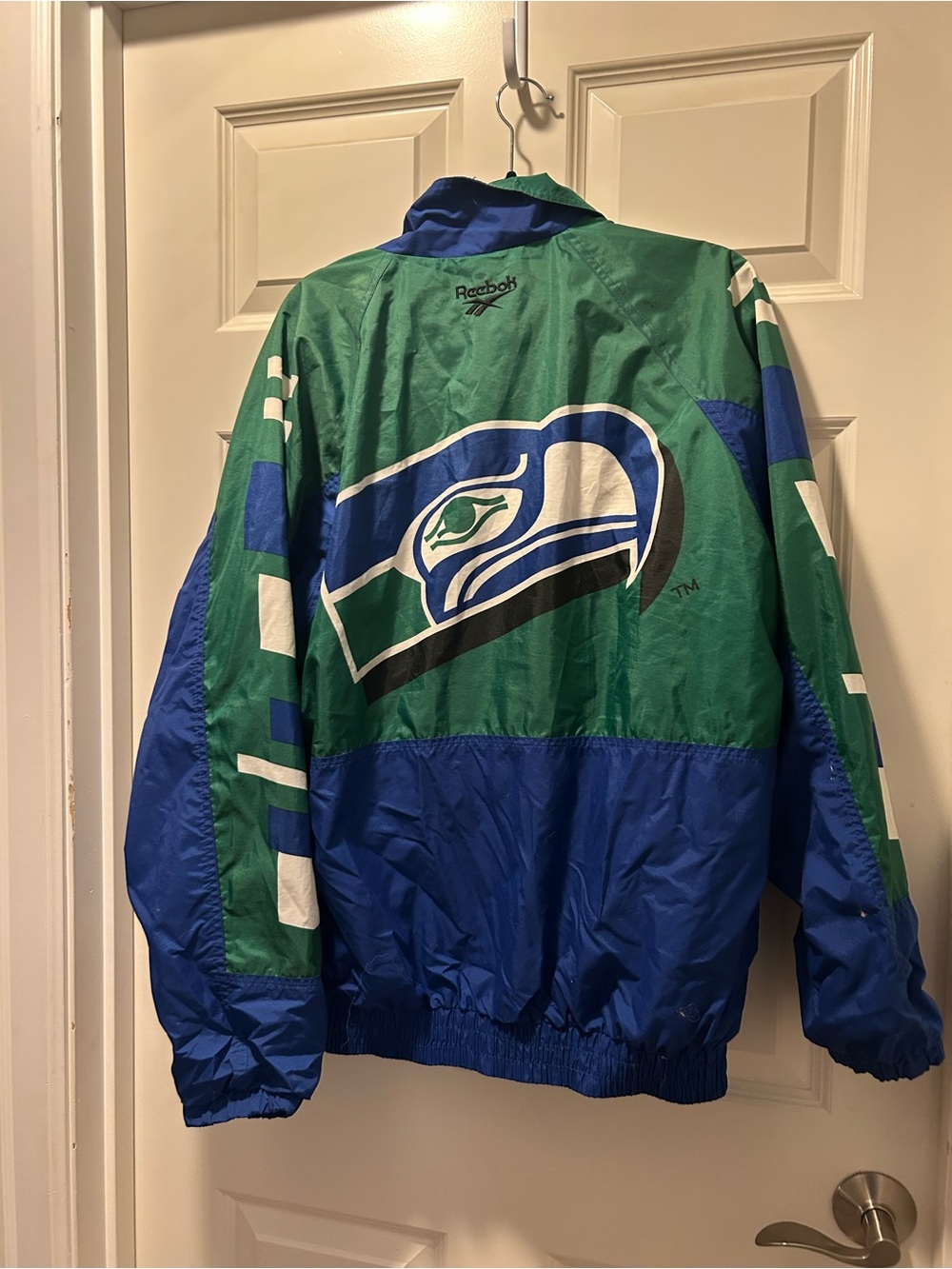 Reebok Navy and Lime Seattle Seahawks Embroidered Jacket - Picture 3 of 6